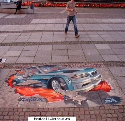 desene pe asfalt - si asa imi faceam eu aparitia in strada - poze comice